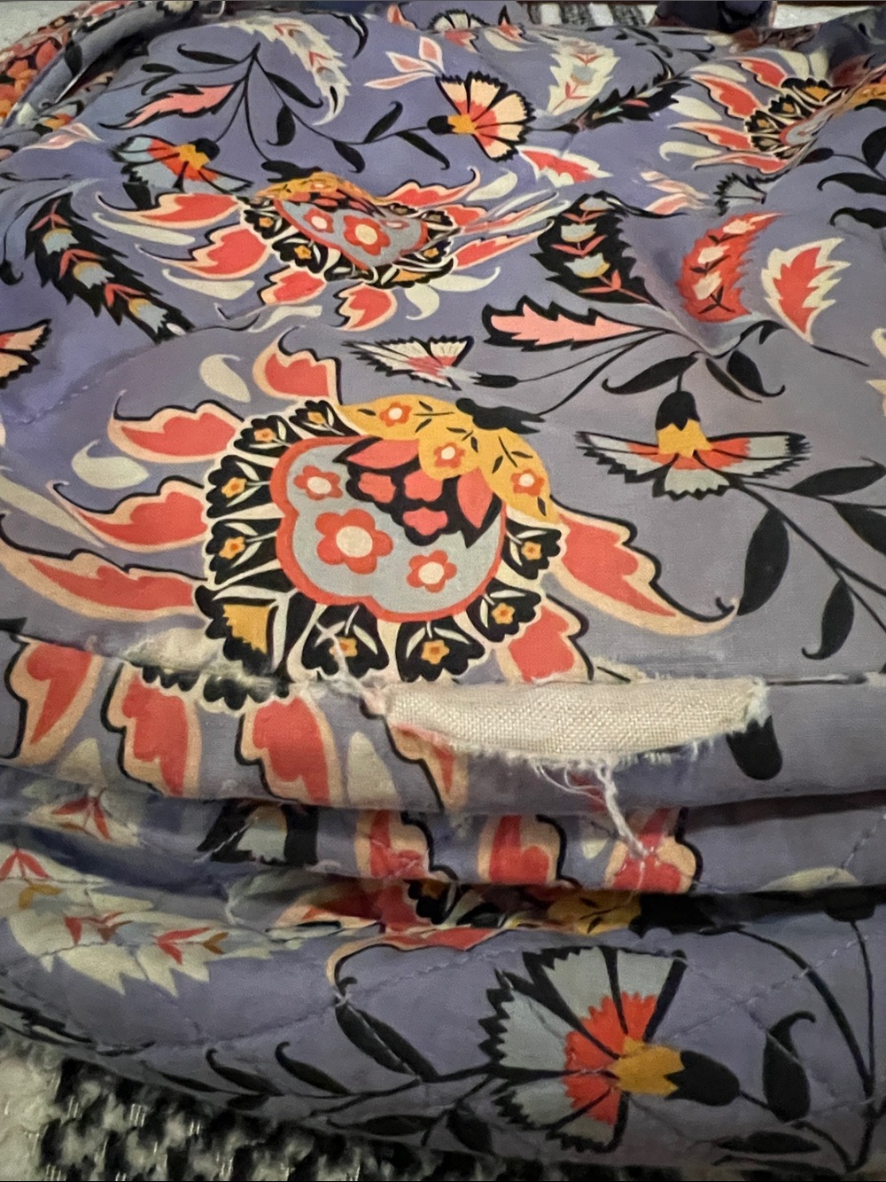Vera Bradley Lavender Floral Quilted Backpack with Orange Accents - Picture 4 of 5